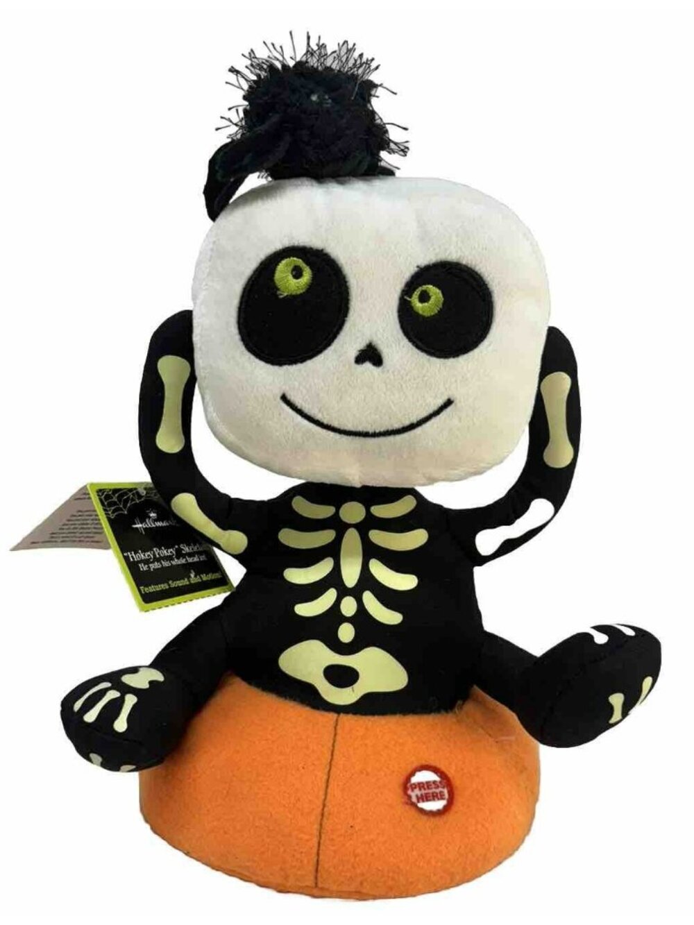 TESTED W/ TAGS Hallmark Animated Hokey Pokey Skeleton Halloween Sings Dances
